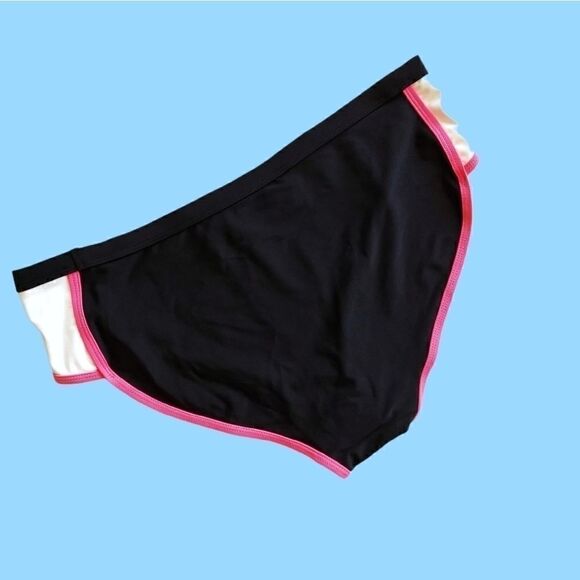 New Athletech Black White Swim Bottom Bikini Hot‎ Pink Trim Szs 12, 16 - Picture 2 of 3